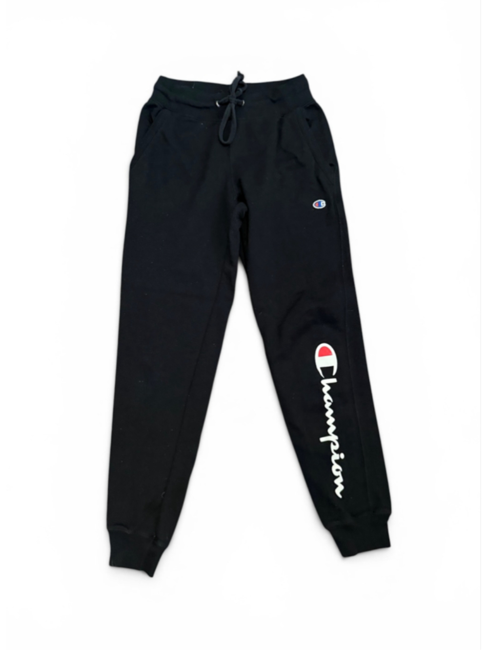 Champion Women’s Black Logo Jogger Sweatpants Size Small Graphic Pockets